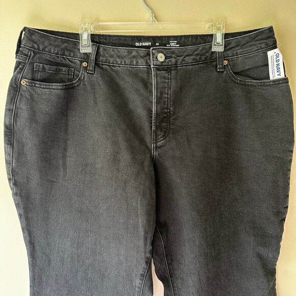 NEW Old Navy Jeans High Rise Curvy OG Straight Button Fly Black Denim Women's 20 - Picture 2 of 11